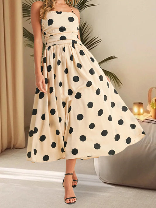 Floral Print Sleeveless V-Neck Ruffle Hem Maxi Dress with Adjustable Spaghetti Straps for Beach Vacation Wedding Party